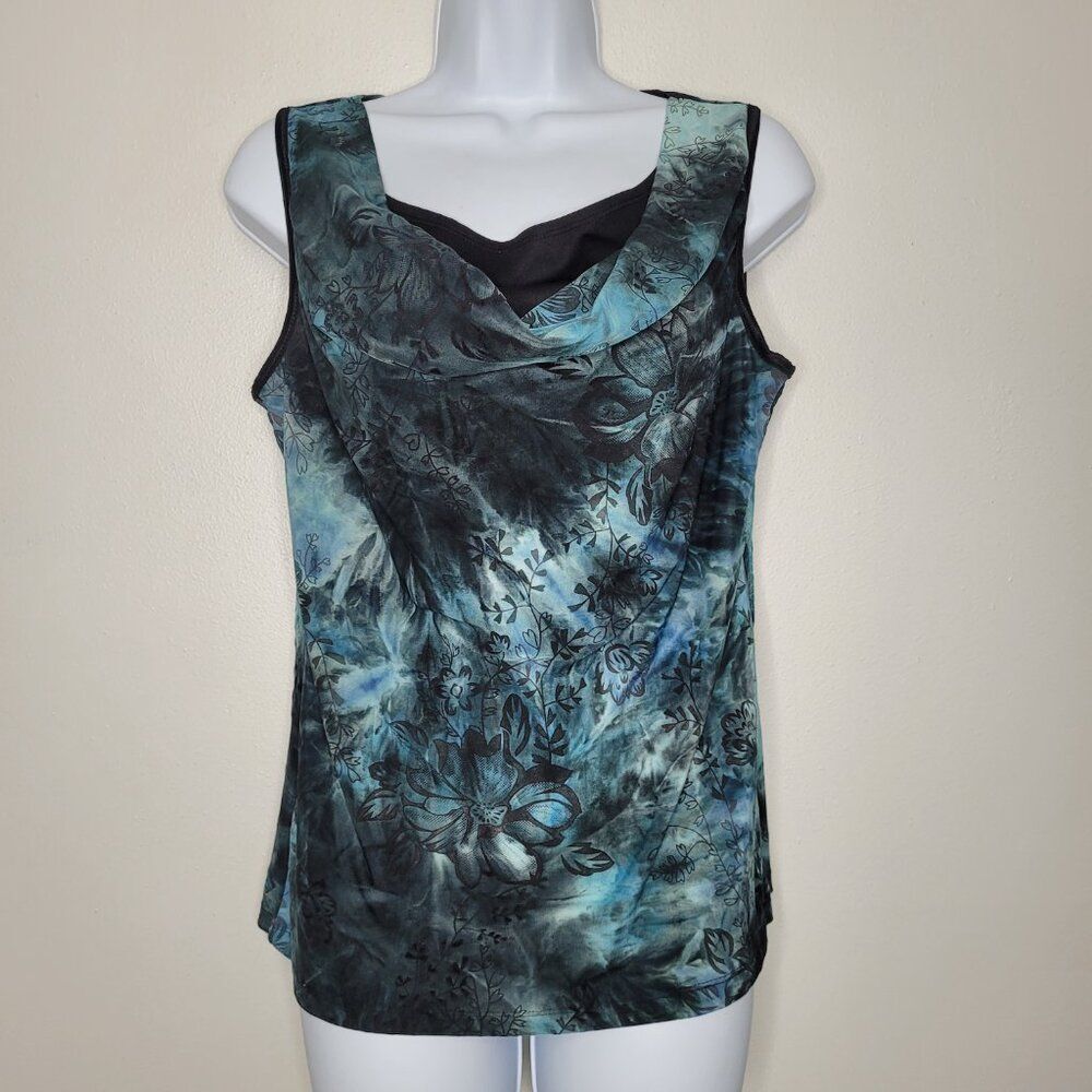 Y2k Sami Jo blue black grunge fairy sleeveless cowl going out top size medium